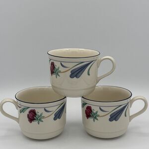 SET Of 3 LENOX POPPIES ON BLUE COFFE CUPS